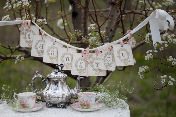 wedding thank you banner for showersweddings - gold- vintage appearance-f50451